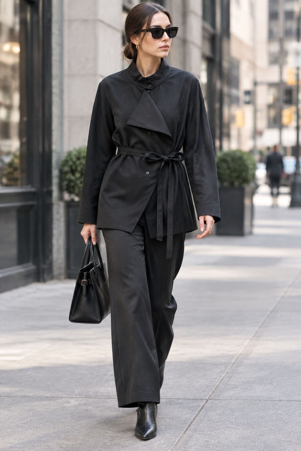 Asymmetrical Belted Shirt - Deconstructed Designer Look