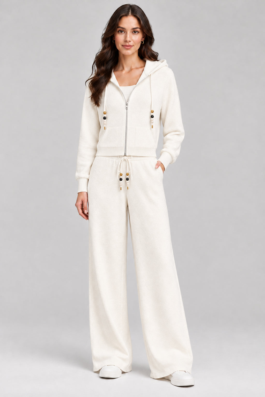 The Clean Girl 3-Piece Luxe Sweat Set - Hoodie + Tank + Wide Leg Pants
