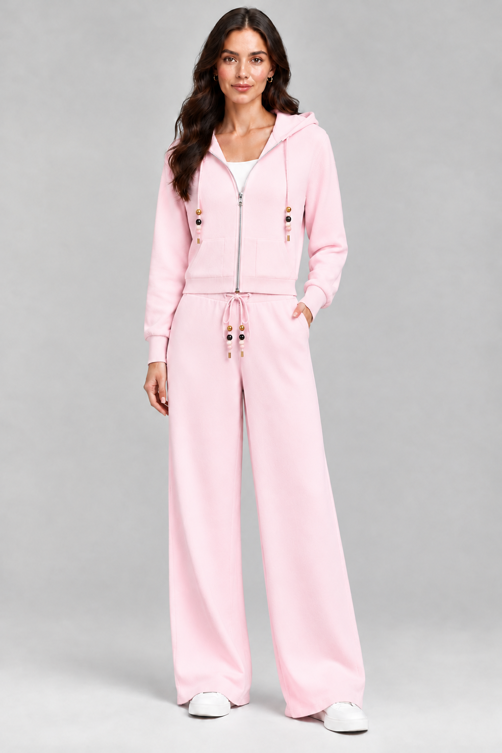 The Clean Girl 3-Piece Luxe Sweat Set - Hoodie + Tank + Wide Leg Pants