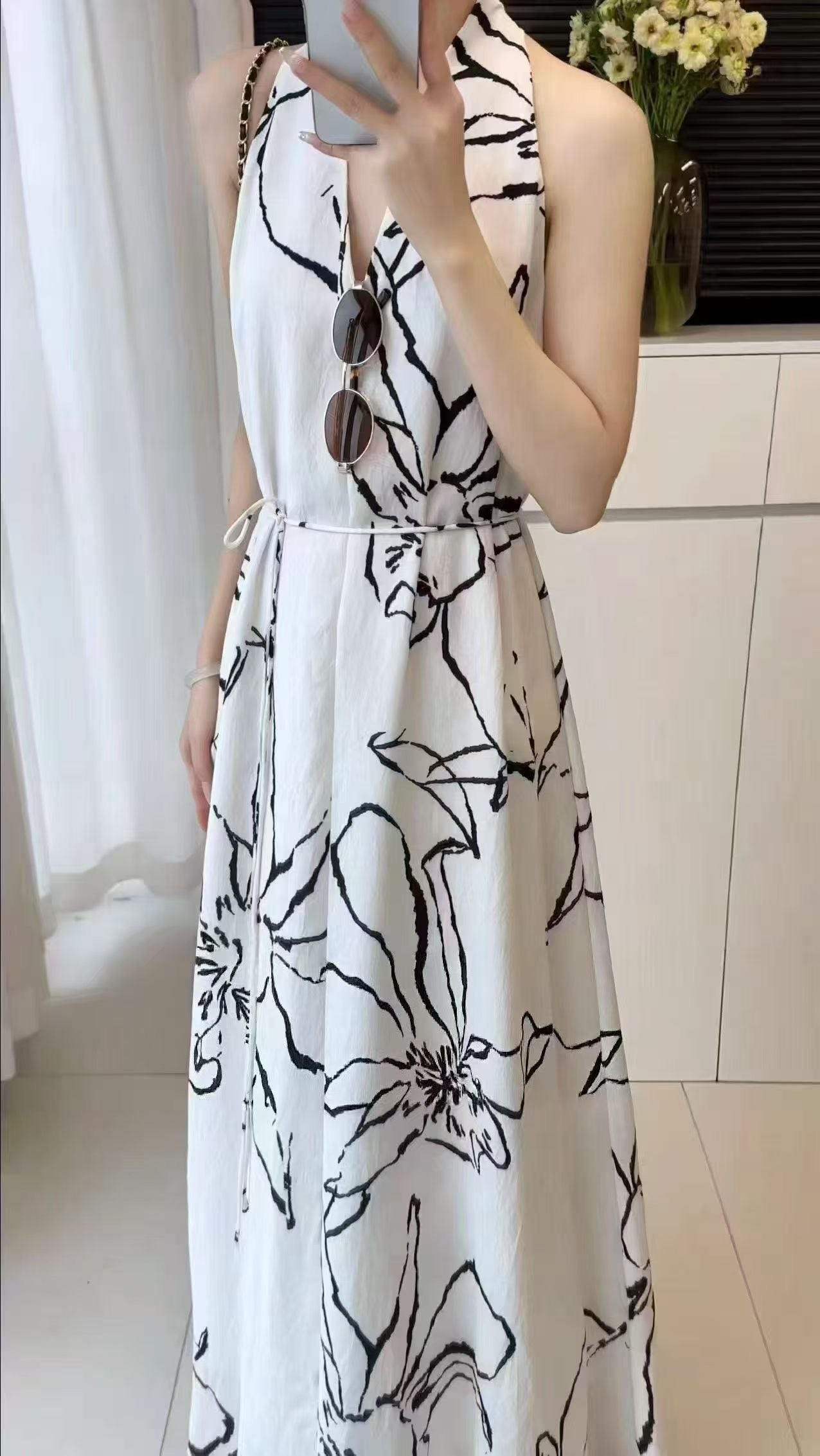 The Ink Sketch Halter Maxi Dress