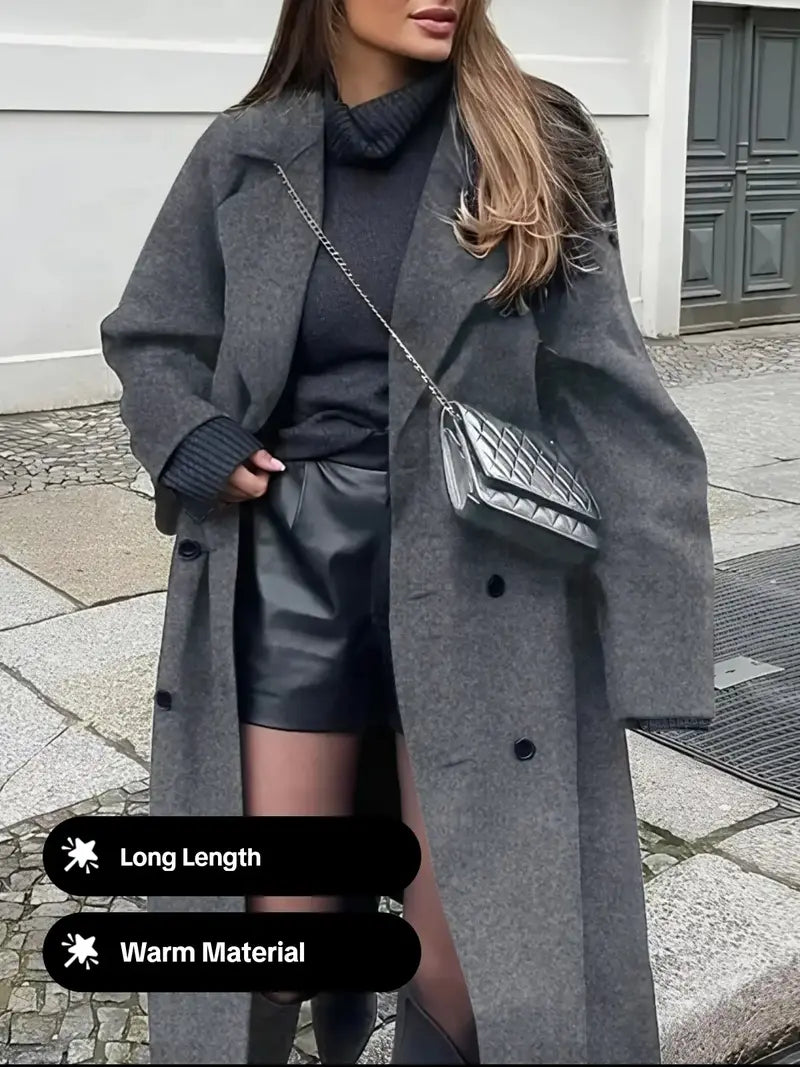 woman long woolen coat.