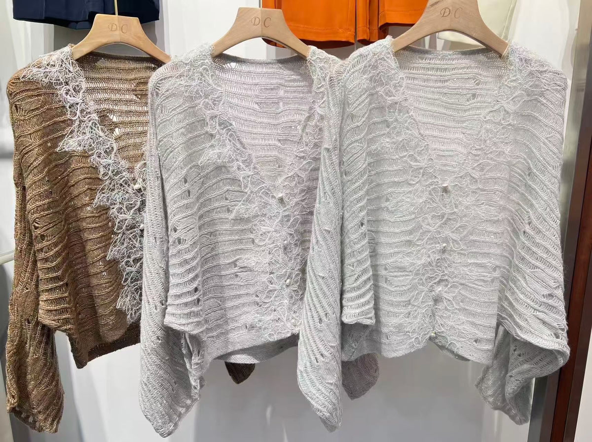The Parisian Lace Knit Top - Mocha