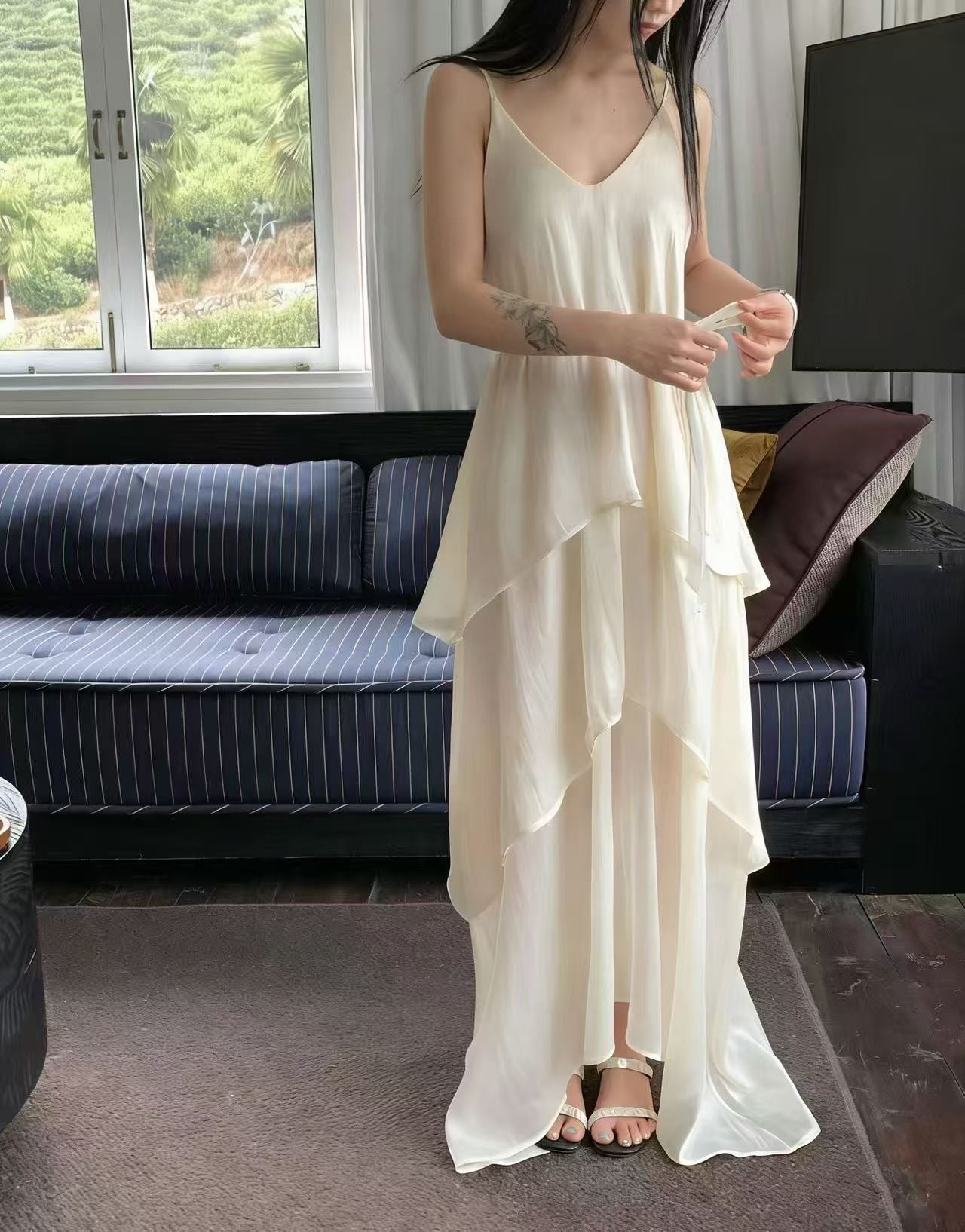The "Waterfall" Tiered Slip Maxi