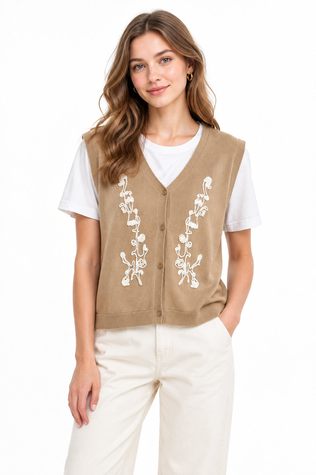 The Embroidered Knit Layer Tee - Old Money 2-in-1 Top