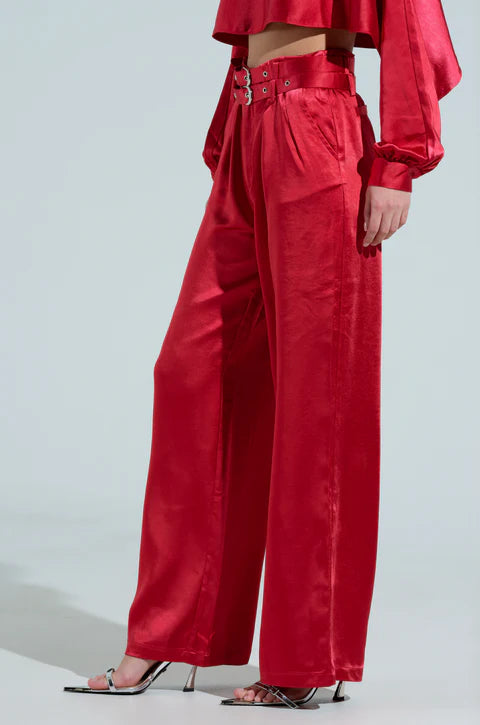Belted Satin Trouser