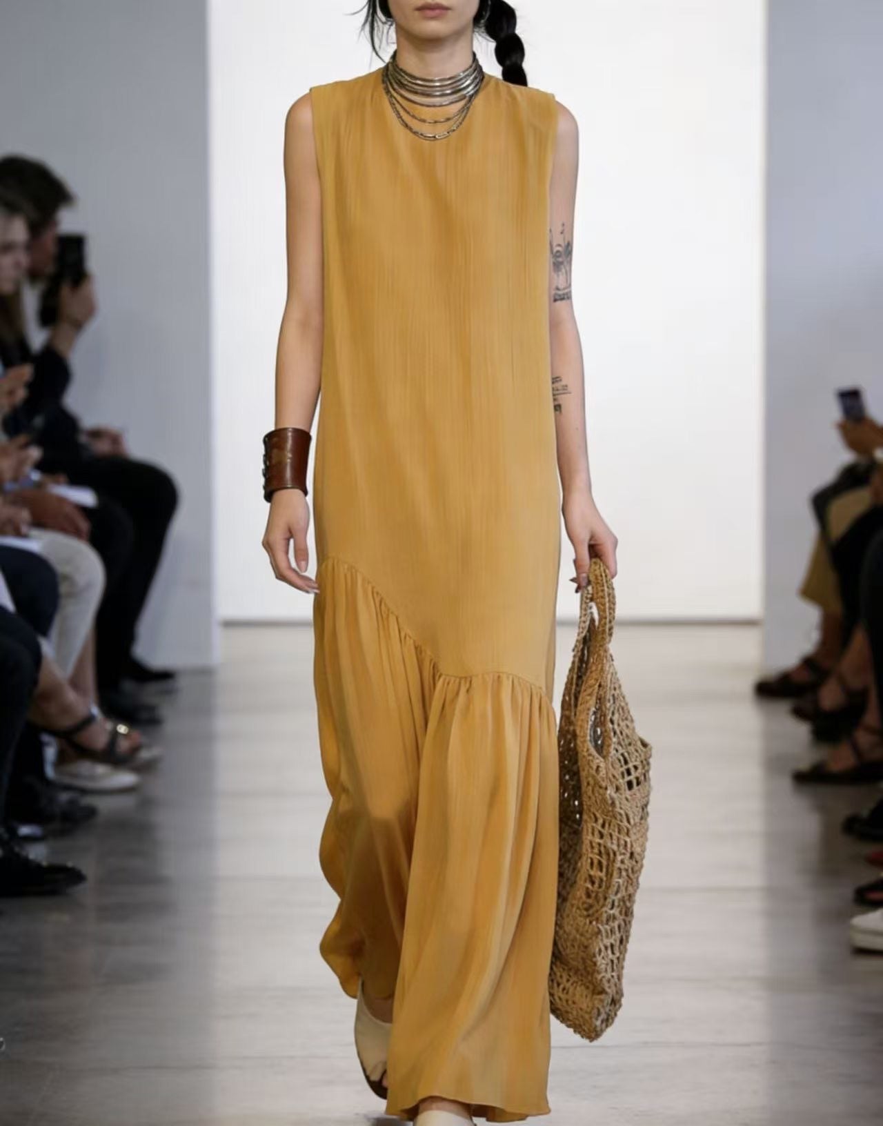 The "Cascade" Asymmetric Ruffle Maxi
