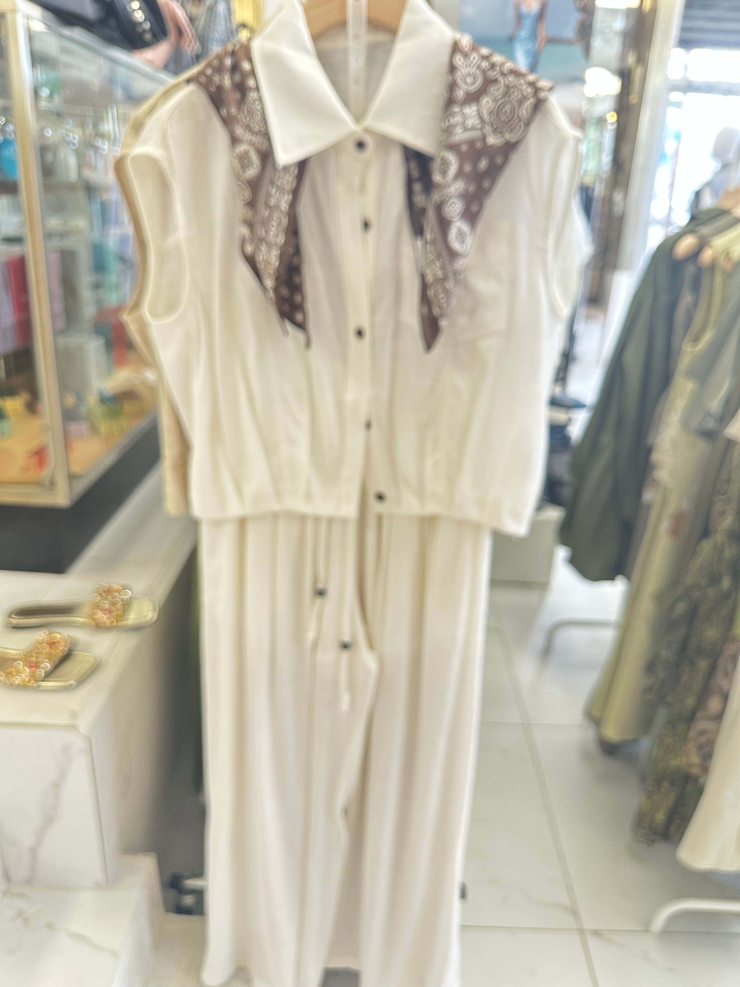 The Western Bandana Linen Jumpsuit Set - Quiet Luxury 2pc