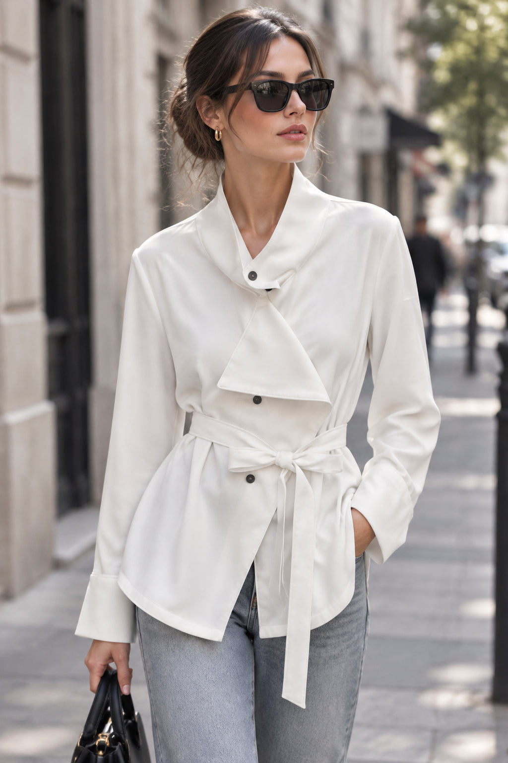 Asymmetrical Belted Shirt - Deconstructed Designer Look