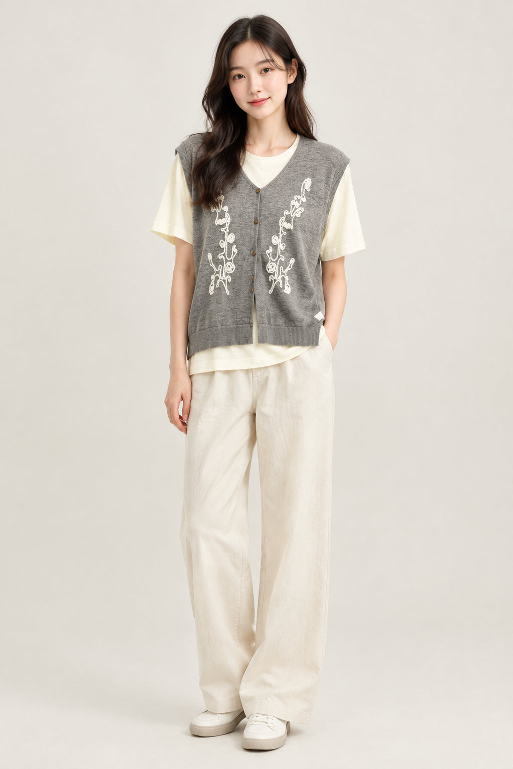 The Embroidered Knit Layer Tee - Old Money 2-in-1 Top