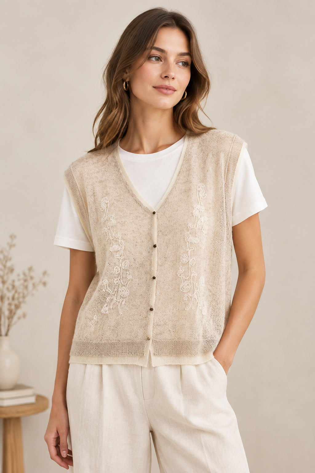 The Embroidered Knit Layer Tee - Old Money 2-in-1 Top