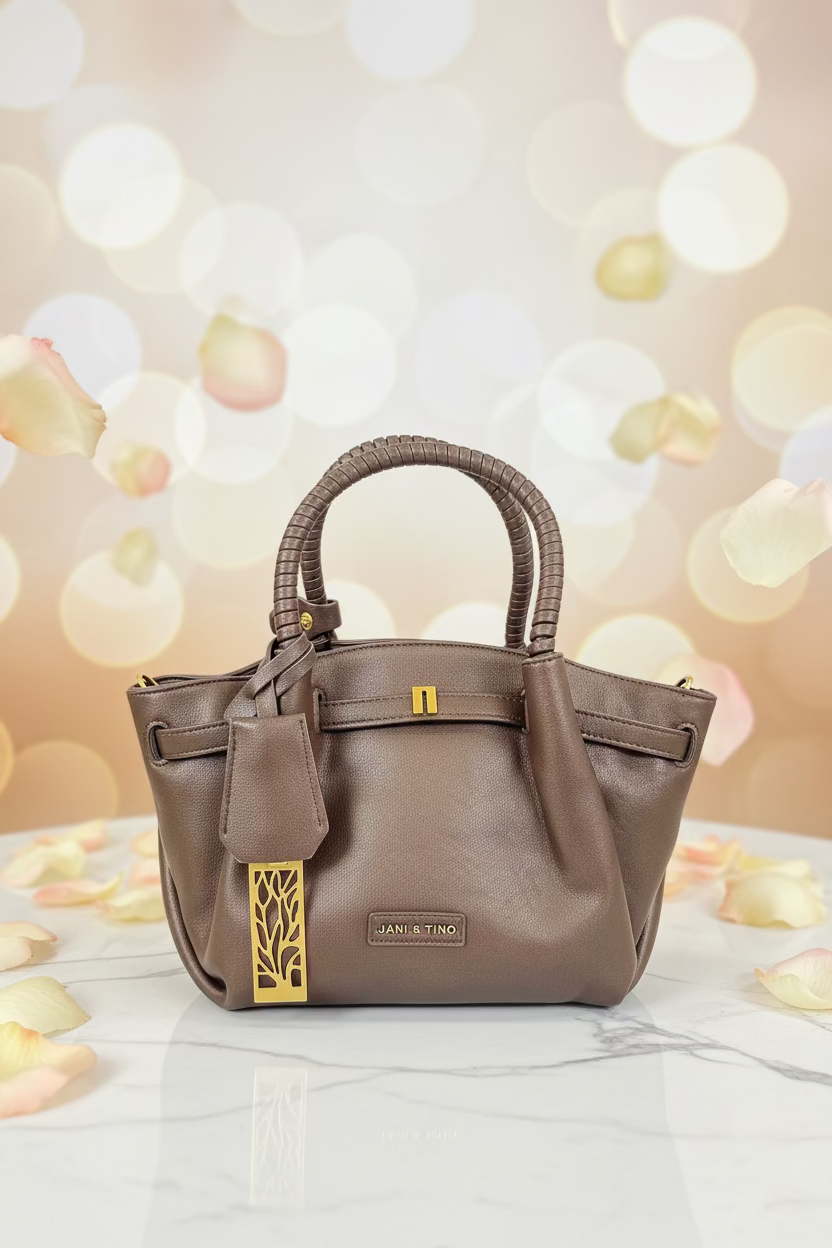 The JANI & TINO Mini Belt Tote - Chocolate Brown
