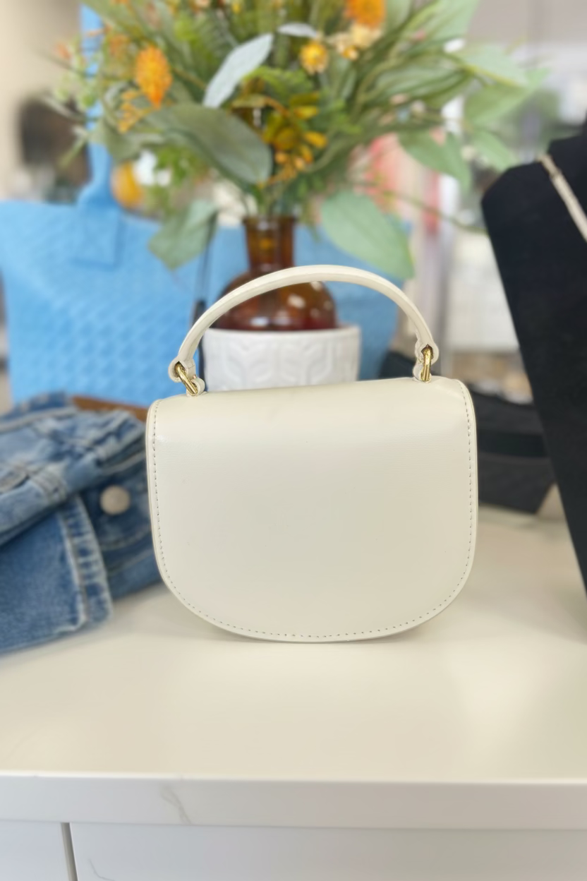 The Parisian Chic Triomphe Mini Top-Handle Bag - Cream