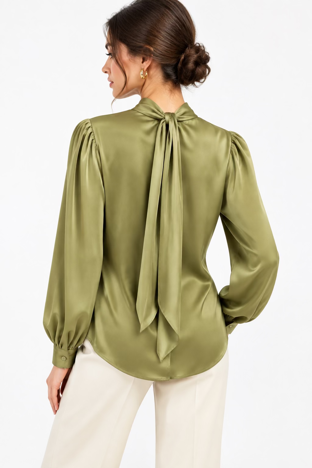 The Old Money Satin Bow Blouse - Quiet Luxury Office Chic