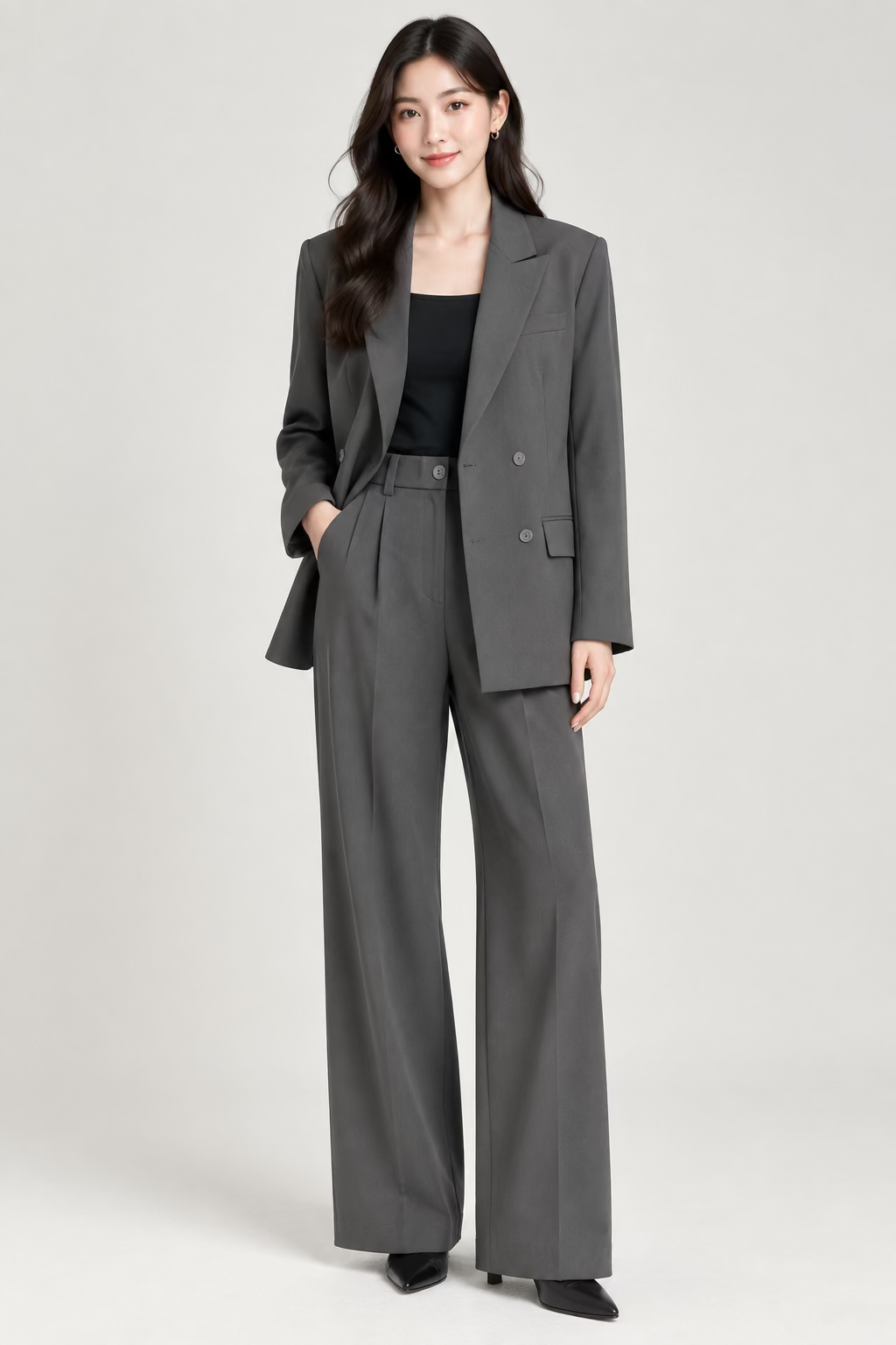 AZGAD - Premium Double-Breasted Power Suit Set | Blazer + Wide-Leg Trousers