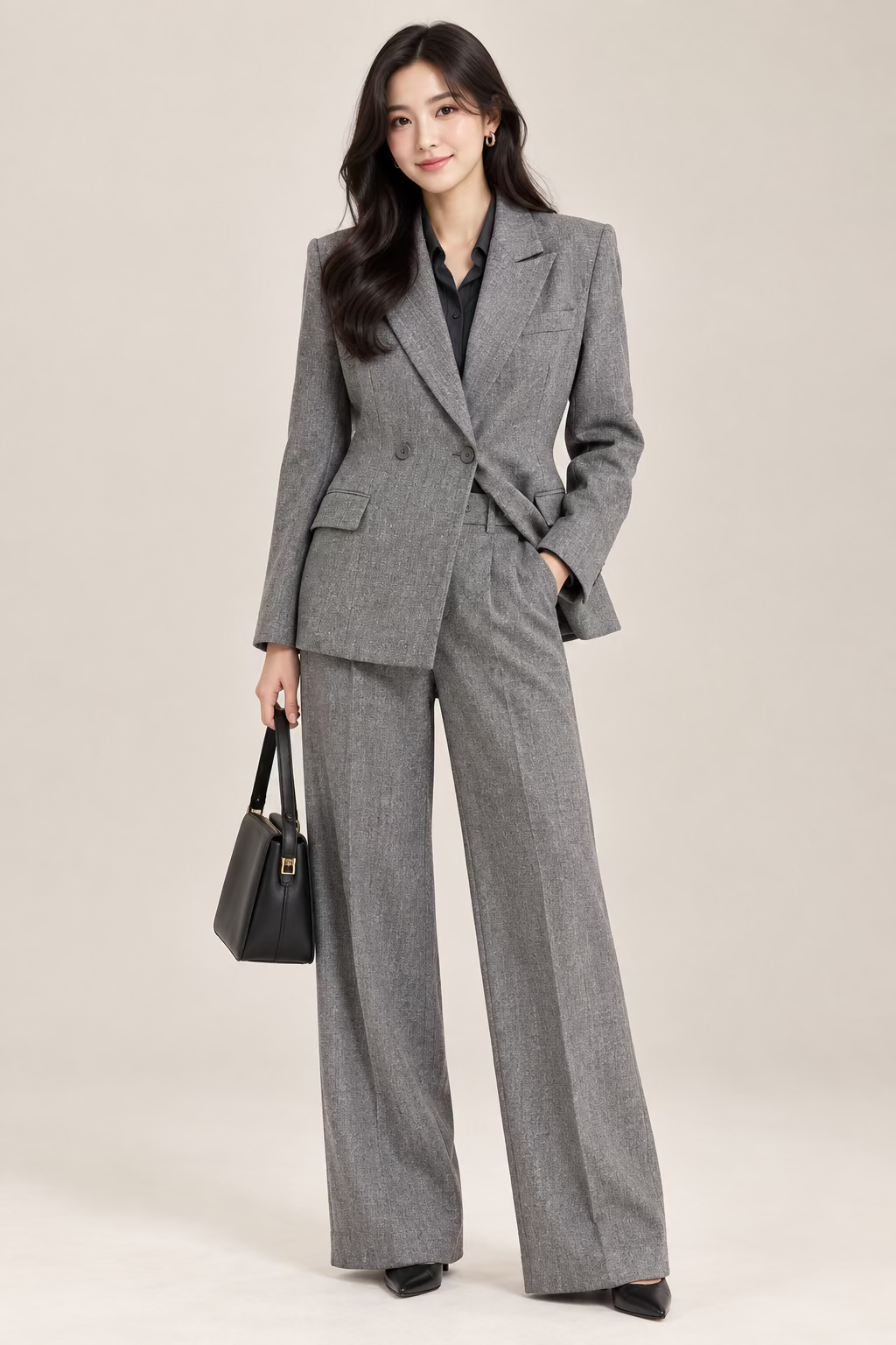 AZGAD - Premium Double-Breasted Power Suit Set | Blazer + Wide-Leg Trousers