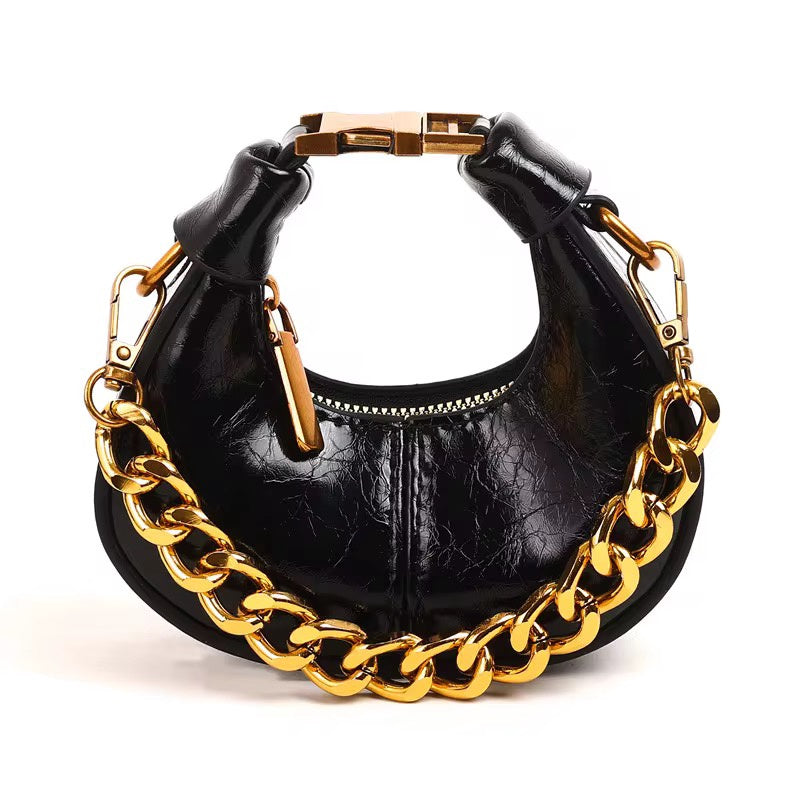 Mini black leather bag