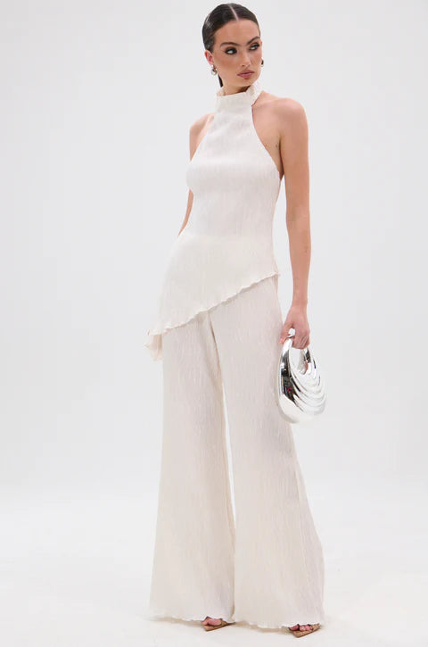 Olivia Plisse Pants in White