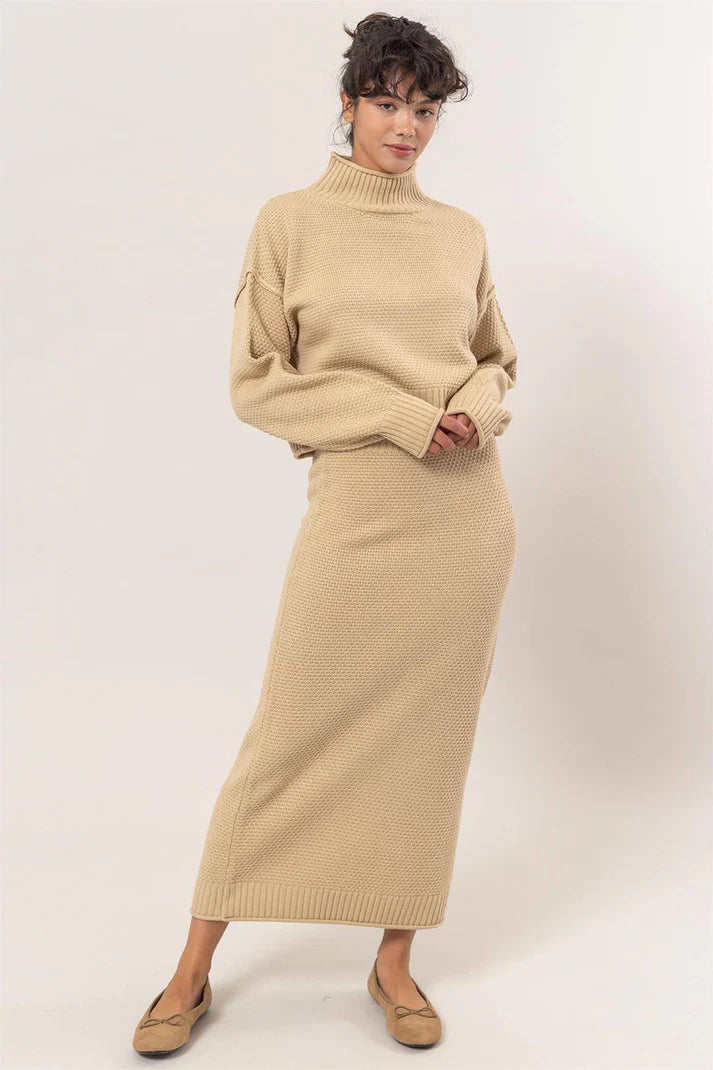 High-Waist Midi Skirt Knit