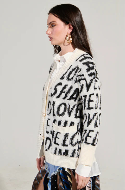 Printed Love Cardigan