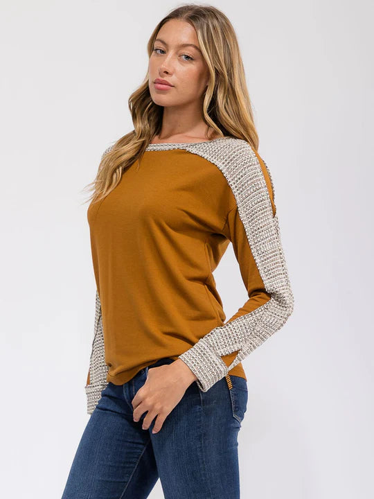Women's Long Sleeve Animal Print Detailed Top