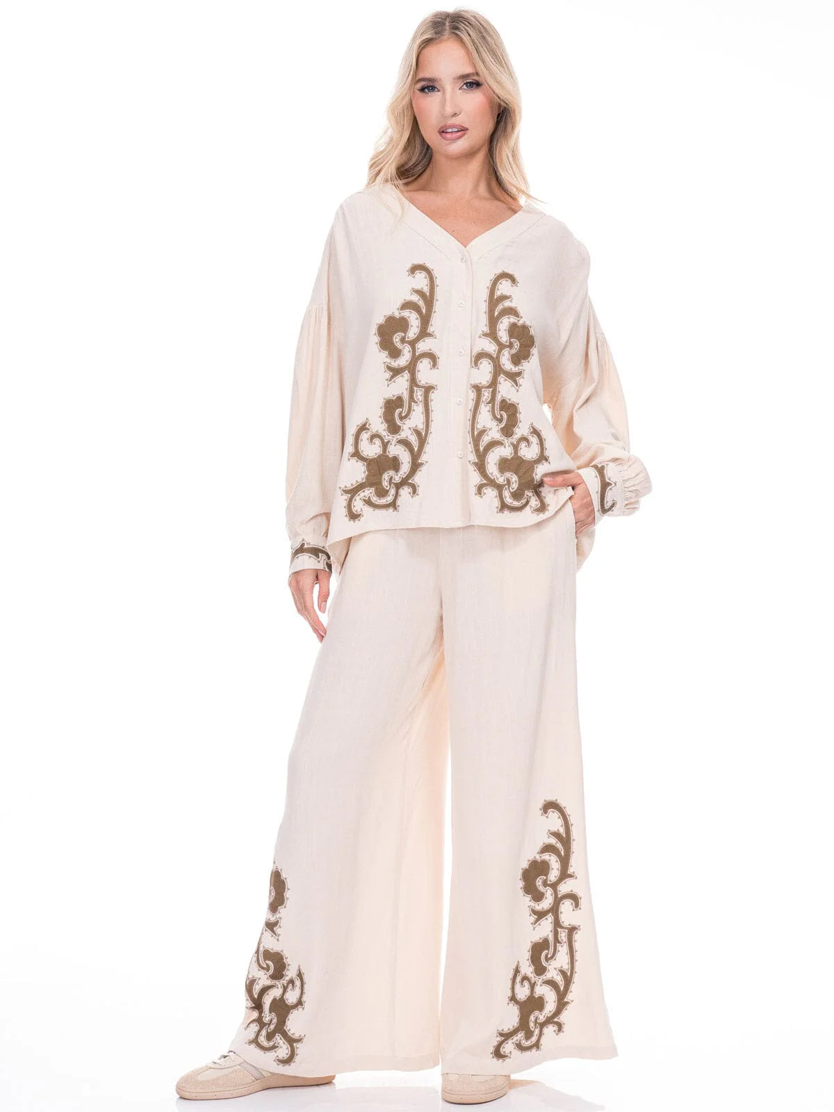 Women’s Long Sleeve Embroidered Blouse