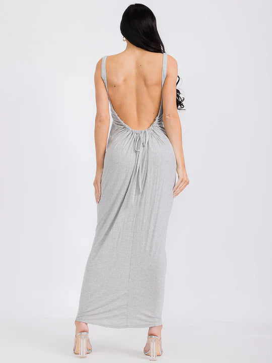 Women's Sleeveless V-Neck Open Back Maxi Dress