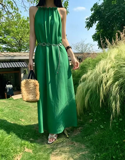 The "Verdant" Halter Maxi Dress