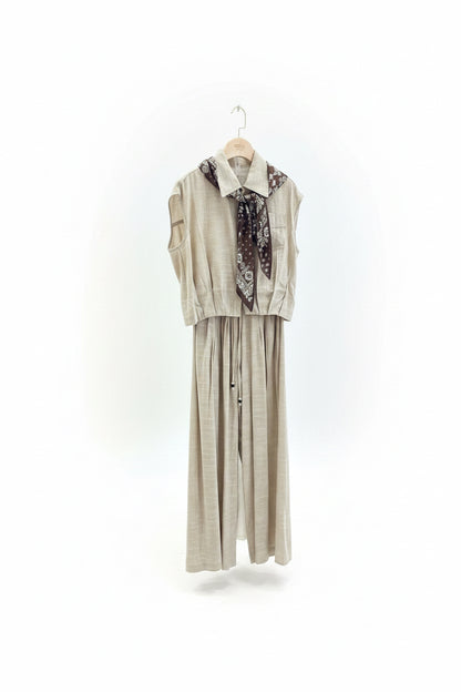 The Western Bandana Linen Jumpsuit Set - Quiet Luxury 2pc
