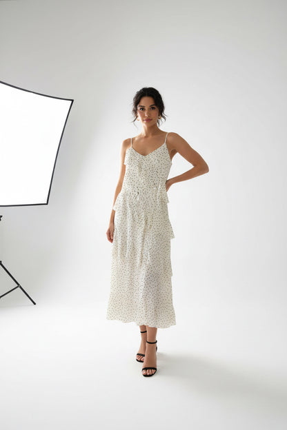 The Polka Dot Ruffle Cami Maxi Dress - French Girl Chic