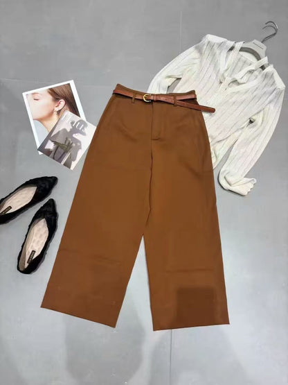 Loewe Old Money Wide Culotte Pant with Belt - Premium Cotton Blend