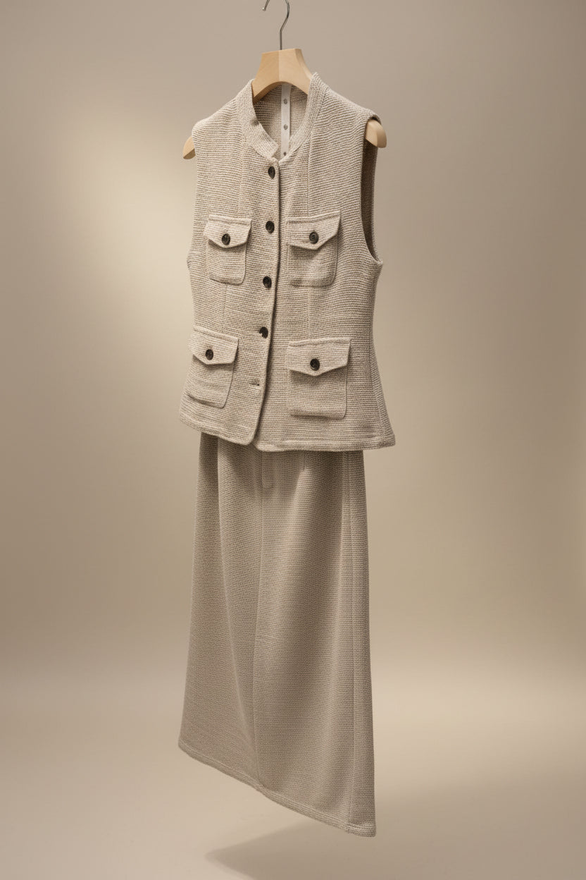 The Tweed Vest Skirt Set - Old Money 2 Piece