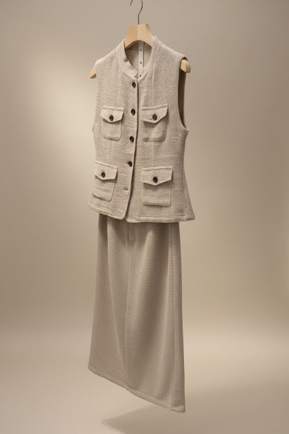 The Tweed Vest Skirt Set - Old Money 2 Piece