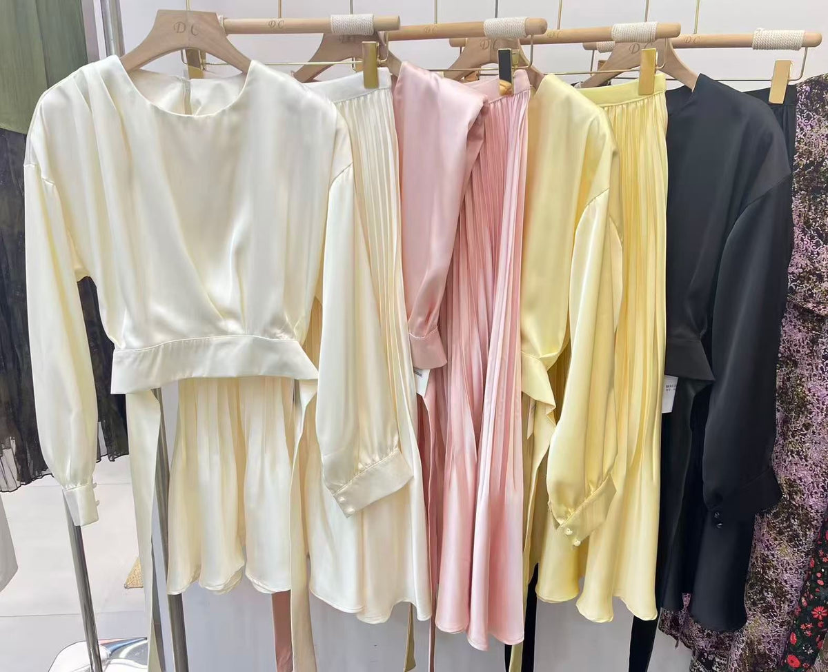 The Audrey Bow Satin Set