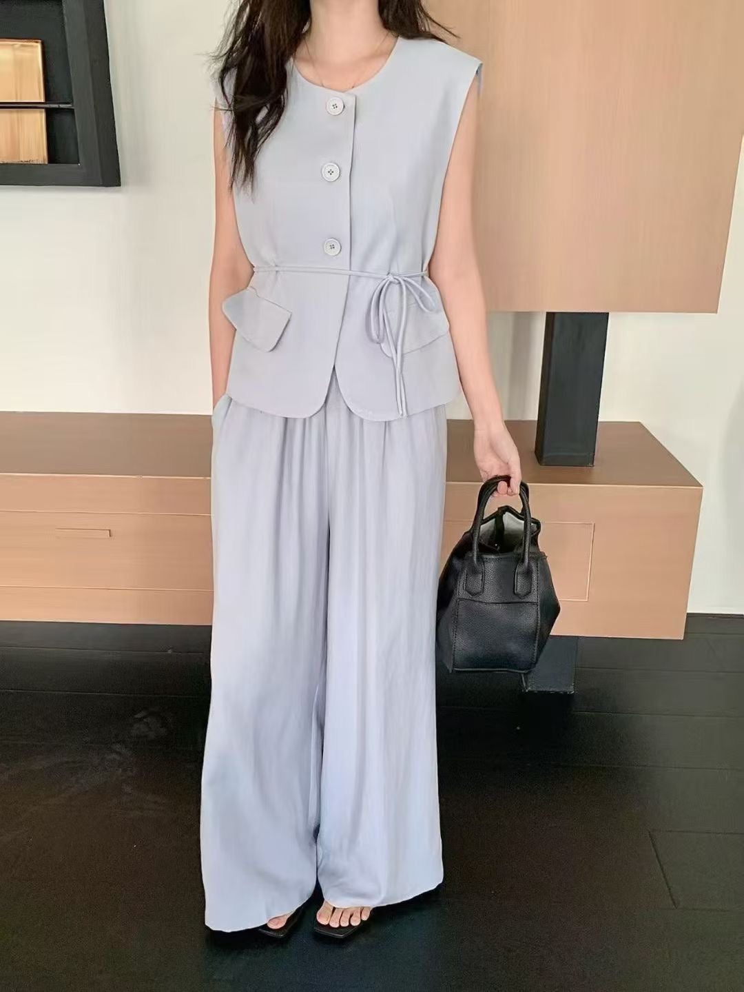 The Sculpted Tie-Waist Vest Set