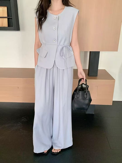 The Sculpted Tie-Waist Vest Set