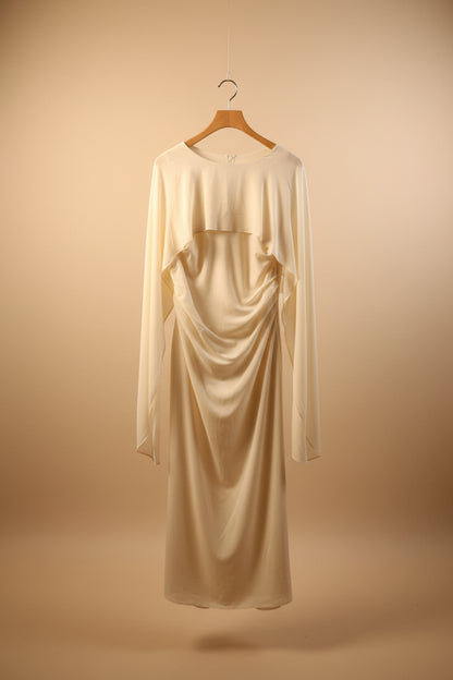 The Draped Chiffon Cape Maxi Dress - Old Money Elegance