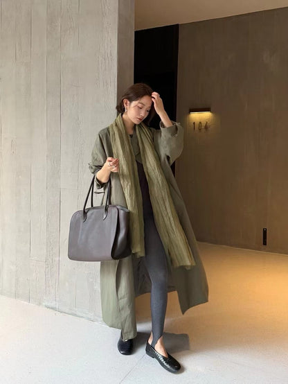 The Seoul Old Money Oversized Trench Coat - Minimalist Wrap Coat