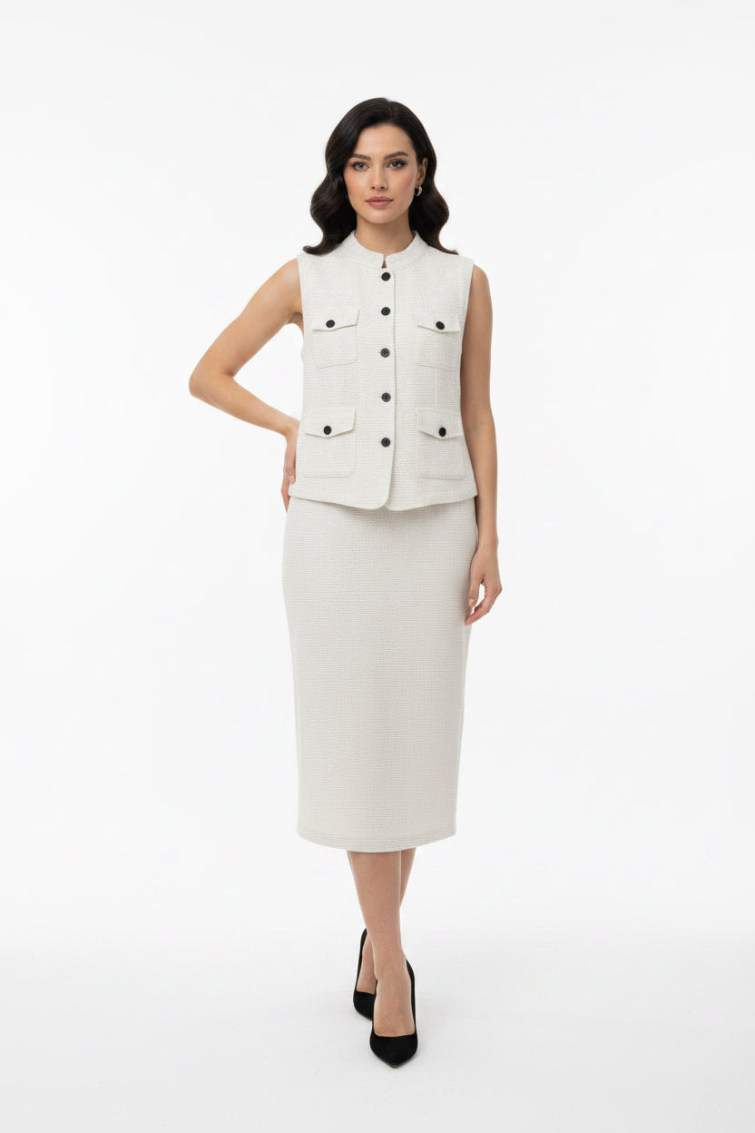 The Tweed Vest Skirt Set - Old Money 2 Piece