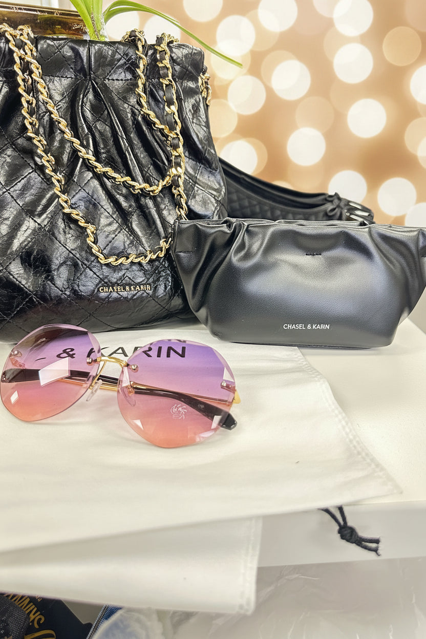 The CHASEL &amp; KARIN Quilted Luxe Chain Bag - 2-in-1 Set