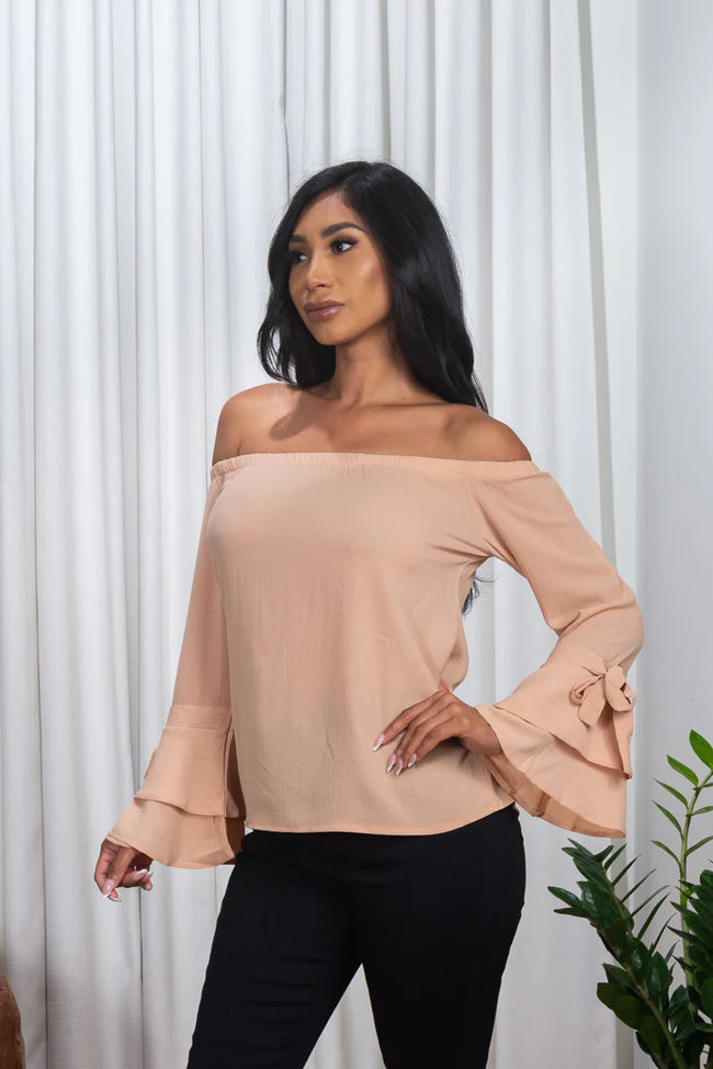 3/4 Sleeve Off the Shoulder Bell Sleeve Top
