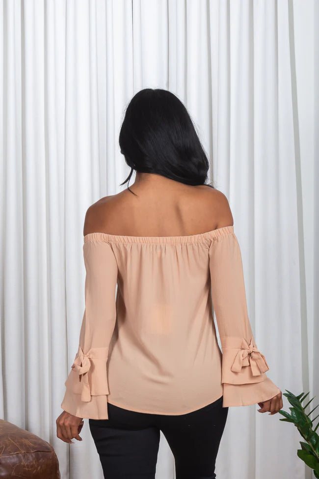 3/4 Sleeve Off the Shoulder Bell Sleeve Top