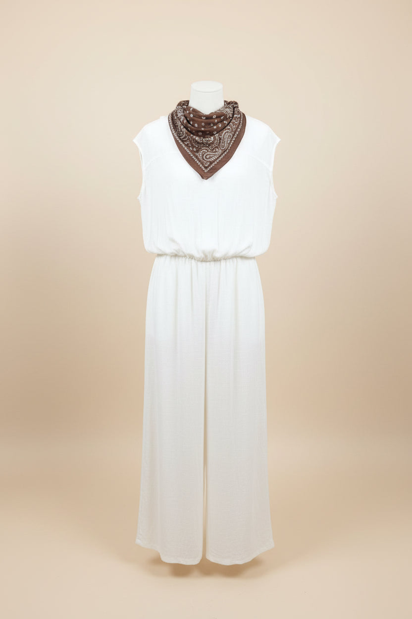 The Western Bandana Linen Jumpsuit Set - Quiet Luxury 2pc