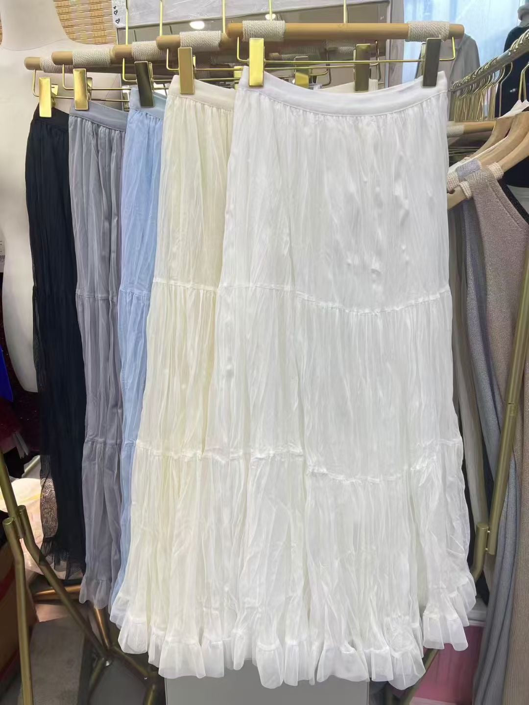 The "Whisper Tier" Chiffon Midi Skirt