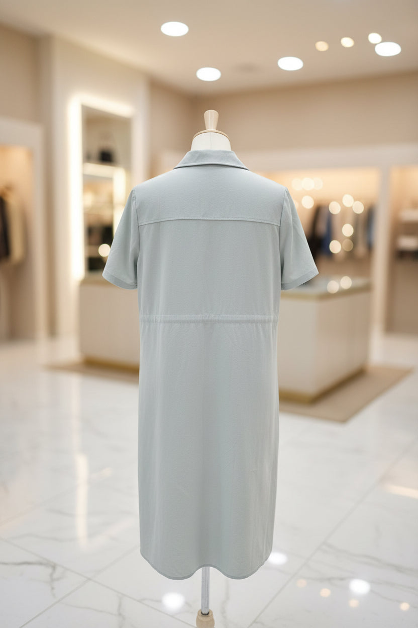 The Old Money Drawstring Shirt Dress - Quiet Luxury Midi