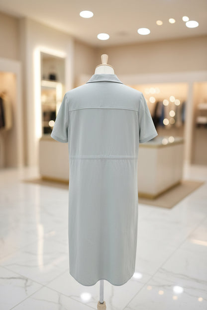 The Old Money Drawstring Shirt Dress - Quiet Luxury Midi