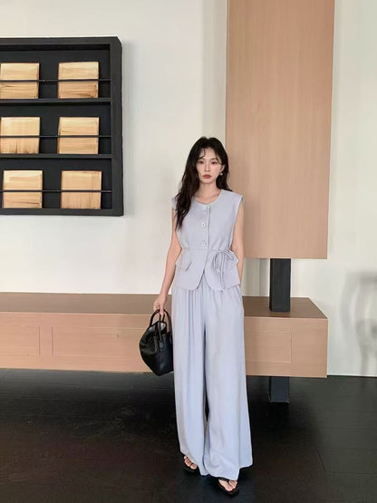 The Sculpted Tie-Waist Vest Set