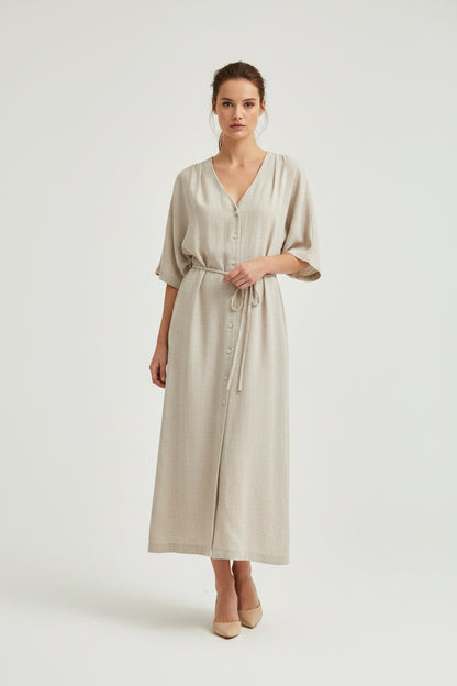 The Linen Breeze Kaftan Maxi Dress - Old Money Resort Dress