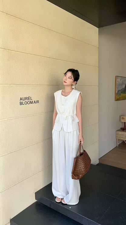 The Sculpted Tie-Waist Vest Set