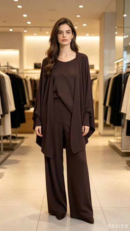 The AZGAD LUXE 3-Piece Set - Cardigan + Top + Palazzo Pants