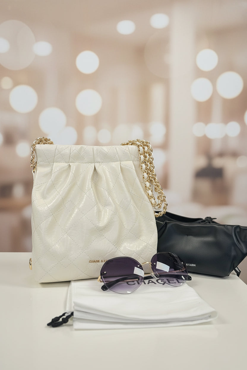 The CHASEL &amp; KARIN Quilted Luxe Chain Bag - 2-in-1 Set